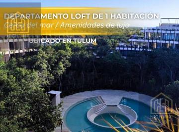 Departamento · 67ha · 1 Recámara · 1 Estacionamiento · Departamento Tipo Loft en Venta de 1 Habitación en Tulum, a Pocos m de La Playa | Alberca y Gym