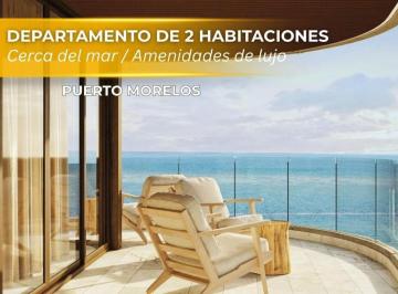 Departamento · 116ha · 2 Recámaras · 2 Estacionamientos · Lujoso Departamento de 2 Habitaciones Frente Al Mar en Puerto Morelos con Rooftop