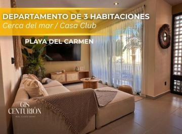 Departamento · 90ha · 3 Recámaras · 1 Estacionamiento · Departamento en Venta de 3 Habitaciones en Playa del Carmen | Alberca y Cancha de Pádel