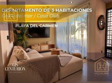 Departamento · 90ha · 3 Recámaras · 1 Estacionamiento · Departamento en Venta de 3 Habitaciones en Playa del Carmen | Alberca y Cancha de Pádel