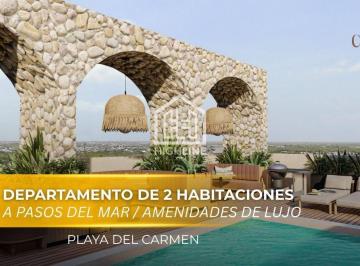 Departamento · 99m² · 2 Recámaras · 2 Estacionamientos · Departamento en Venta de 2 Recámaras en Playa del Carmen a m de La Playa | Alberca y Gimnasio