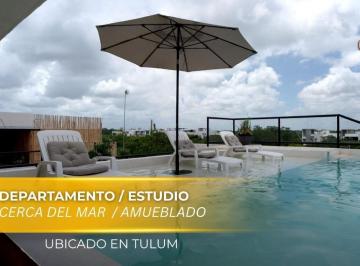 Departamento · 42m² · 1 Recámara · 1 Estacionamiento · Departamento Amueblado Tipo Estudio en La Veleta, Tulum, a m de La Playa | Alberca y Solárium