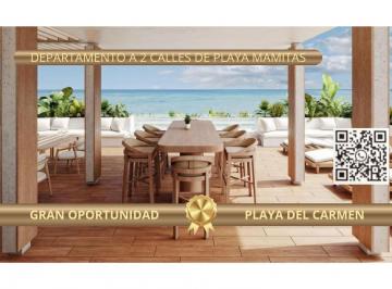 Departamento · 32m² · 1 Recámara · 1 Estacionamiento · Estudio con Vista Al Mar/ a 2 Calles de Playa Mamitas/ Playa del Carmen/ Roi/ Plusvalia.