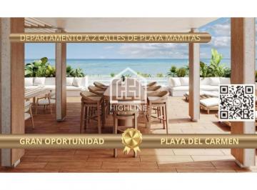 Departamento · 32m² · 1 Recámara · 1 Estacionamiento · Estudio con Vista Al Mar/ a 2 Calles de Playa Mamitas/ Playa del Carmen/ Roi/ Plusvalia.