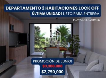 Departamento · 94m² · 2 Recámaras · 6 Estacionamientos · Departamento en Playa del Carmen, 2 Habitaciones, 3 Terrazas, con Alberca, Venta
