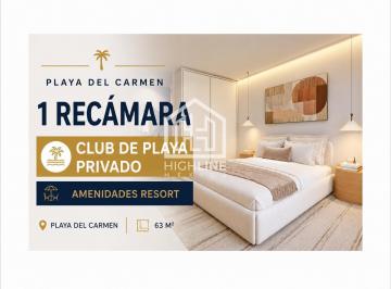 Departamento · 63m² · 1 Recámara · 1 Estacionamiento · Departamento en Venta Playa del Carmen 1 Recámara con Club de Playa y Amenidades Resort