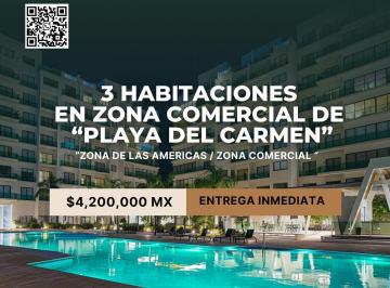 Departamento · 124m² · 3 Recámaras · 2 Estacionamientos · Venta de Departamento 3 Habitaciones en Residencial de Playa del Carmen