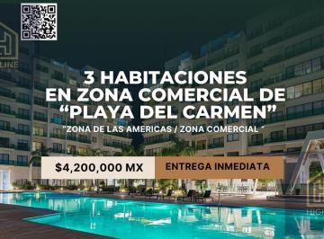 Departamento · 124m² · 3 Recámaras · 2 Estacionamientos · Venta de Departamento 3 Habitaciones en Residencial de Playa del Carmen