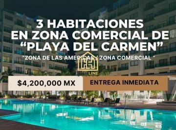 Departamento · 124m² · 3 Recámaras · 2 Estacionamientos · Venta de Departamento 3 Habitaciones en Residencial de Playa del Carmen