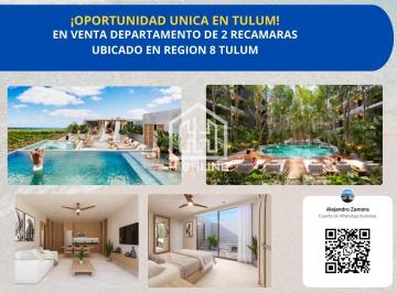 Departamento · 83m² · 2 Recámaras · 1 Estacionamiento · Venta de Departamento de Dos Recamaras Equipado y Amueblado a 5 Munitos del Mar Ubicado en Tulum