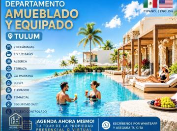 Departamento · 93m² · 2 Recámaras · 2 Estacionamientos · En Venta Departamentos y Penthouses en Tulum 1 y 2 Recamaras