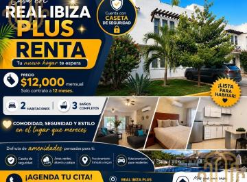 Casa · 70m² · 3 Recámaras · 1 Estacionamiento · Casa en Renta a Largo Plazo – Real Ibiza Plus - 2 Habitaciones