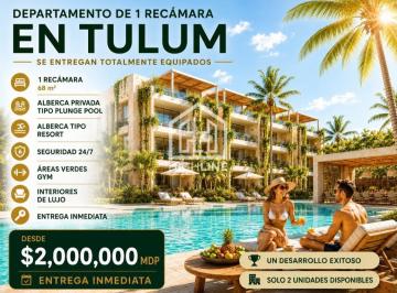 Departamento · 68m² · 2 Recámaras · 1 Estacionamiento · Departamento en Tulum