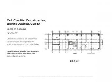 Local comercial , Benito Juárez · Renta Local Comercial en Esquina 208 m² Col. Crédito Constructor.