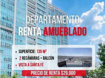 Departamento · 115m² · 2 Recámaras · Departamento en Renta Amueblado 2 Rec en Juriquilla Towers, Santa Fe Juriquilla, Queretaro 29k. Gps