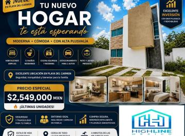 Casa · 97m² · 3 Recámaras · 1 Estacionamiento · Invierte en Playa del Carmen y Genera Ingresos Desde El Primer Año