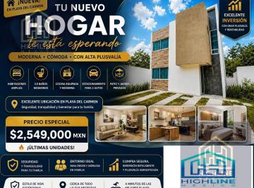 Casa · 97m² · 3 Recámaras · 1 Estacionamiento · Invierte en Playa del Carmen y Genera Ingresos Desde El Primer Año