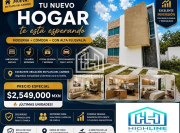 Casa · 97m² · 3 Recámaras · 1 Estacionamiento · Invierte en Playa del Carmen y Genera Ingresos Desde El Primer Año