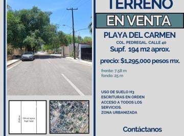 Terreno / Lote · 195m² · 1 Estacionamiento · Terreno Habitacional en Venta en Playa del Carmen.