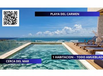 Departamento · 45m² · 1 Recámara · 1 Estacionamiento · Departamento en Venta Playa del Carmen Cerca del Mar Amueblado 1 Recámara con Roof Top
