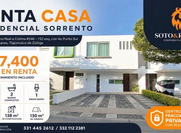 Casa de 3 habitaciones, Tlajomulco de Zúñiga · Renta Casa Residencial Sorrento $17,400 Mantenimiento Incluido