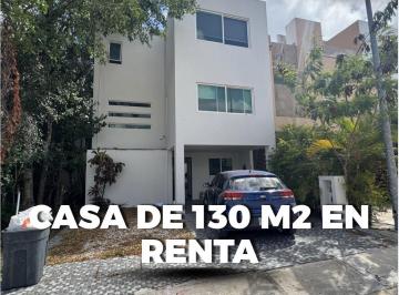 Casa · 130m² · 2 Recámaras · 2 Estacionamientos · Casa en Renta de 3 Niveles en Residencial Arbolada - Cancún