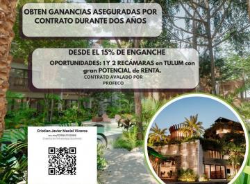 Departamento · 45m² · 1 Recámara · 1 Estacionamiento · Departamento 1 Recamaras, Ganancia Asegurada por Contrato, Zona con Asfalto