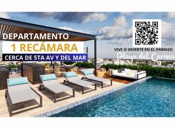 Departamento · 31m² · 1 Recámara · 1 Estacionamiento · Departamento en Venta Playa del Carmen 1 Recamara Cerca de 5ta Av con Alberca y Gimnasio