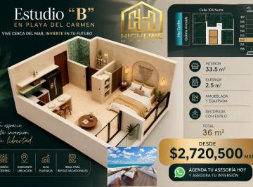 Departamento · 36m² · 1 Recámara · 1 Estacionamiento · Departamento en Ventaplaya del Carmen con Diseño Exclusivo en Playa del Carmen | Alta Plusvalía