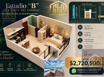 Departamento · 36m² · 1 Recámara · 1 Estacionamiento · Departamento en Ventaplaya del Carmen con Diseño Exclusivo en Playa del Carmen | Alta Plusvalía