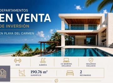 Departamento · 77m² · 1 Recámara · 2 Estacionamientos · Departamento en Venta 1 Recamara en Playa del Carmen Zona Centro Cancha de Padel Gym Co Working