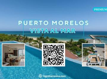 Departamento · 31m² · 1 Recámara · 1 Estacionamiento · Estudio con Balcón y Vista Al Mar. Puerto Morelos. Rooftop, Alberca, Restaurante. Entrega Inmediata