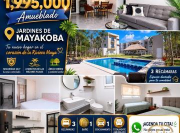 Departamento · 70m² · 3 Recámaras · 1 Estacionamiento · Departamento en Jardines de Ciudad Mayakoba en Renta