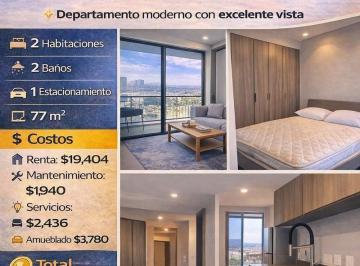 Departamento · 77m² · 2 Recámaras · 1 Estacionamiento · Renta de Departamento Centro Sur Highpark 77 m²