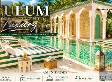Departamento · 89m² · 2 Recámaras · 2 Estacionamientos · Departamento en Venta 2 Recamaras Zona Exclusiva Tulum, Lujosa Alberca en Roof, Gym, solarium.