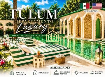 Departamento · 89m² · 2 Recámaras · 2 Estacionamientos · Departamento en Venta 2 Recamaras Zona Exclusiva Tulum, Lujosa Alberca en Roof, Gym, solarium.