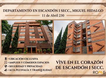 Departamento de 2 habitaciones, Miguel Hidalgo · Departamento en Venta en Escandón I Secc. Cerca de Metrópoli Patriotismo y Av Revolución