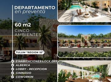 Departamento · 60m² · 2 Recámaras · 1 Estacionamiento · Departamento en Preventa en Tulum - 2 Habitaciones con Terraza y Alberca