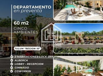 Departamento · 60m² · 2 Recámaras · 1 Estacionamiento · Departamento en Preventa en Tulum - 2 Habitaciones con Terraza y Alberca