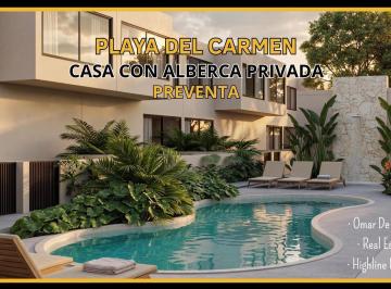 Casa · 122m² · 3 Recámaras · Oportunidad! Casa de 3 Recámaras con Alberca Privada en Playa del Carmen. Amenidades.