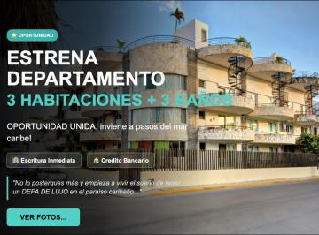 Departamento · 113m² · 3 Recámaras · 1 Estacionamiento · Departamento de 3 Recamaras en Venta, con Muebles, a Paso del Mar, Playa del Carmen