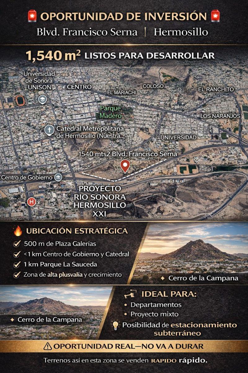 Terreno en Venta Sobre Blvd. Serna en Hermosillo, Sonora