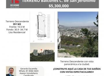 Terreno / Lote , Monterrey · Terreno de 351 m² en Venta en Balcones C. San Jerónimo Vistas Panorámicas