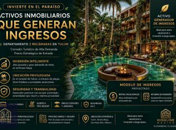 Departamento · 93m² · 2 Recámaras · 1 Estacionamiento · Departamento en Venta en Tulum 2 Habitaciones con Rooftop, Spa, Alberca