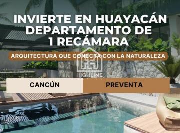 Departamento · 57m² · 1 Recámara · 1 Estacionamiento · Departamento en Venta en Cancun 1 Habitación con Alberca, Gimnasio, Lobby