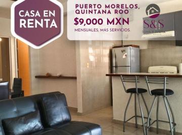 Casa de 2 habitaciones, Puerto Morelos · Casa en Renta en Puerto Morelos