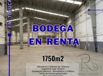 Bodega comercial · 1750m² · Bodega en Renta de 1750 m² en Toluca, México