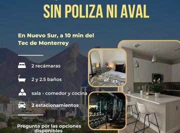 Departamento de 2 habitaciones, Monterrey · Departamento en Renta: 2 Recámaras en Nuevo Sur. Sin Aval Ni Póliza