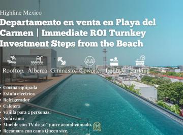 Departamento · 53m² · 1 Recámara · 1 Estacionamiento · Departamento en Venta en Playa del Carmen | Immediate Roi Turnkey Investment Steps From The Beach