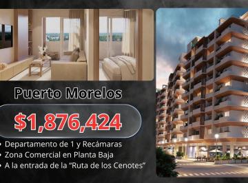 Departamento · 53m² · 1 Recámara · 1 Estacionamiento · Departamento en Venta Ubicado en Puerto Morelos a 7 Min del Mar